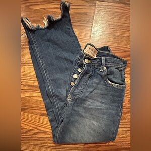 Free People — medium-to-dark wash wide leg jeans! New, never worn before.